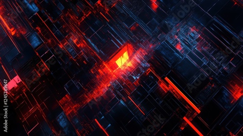 Wallpaper Mural 3d technology abstract neon light background, empty space scene, spotlight, dark night, virtual reality, cyber futuristic sci-fi background, street floor studio for mock up. colored geometric. Torontodigital.ca