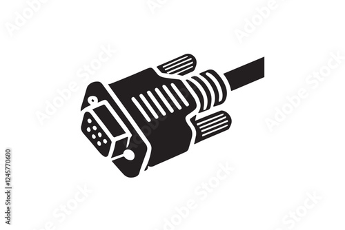 VGA cable vector silhouette isolated in white background