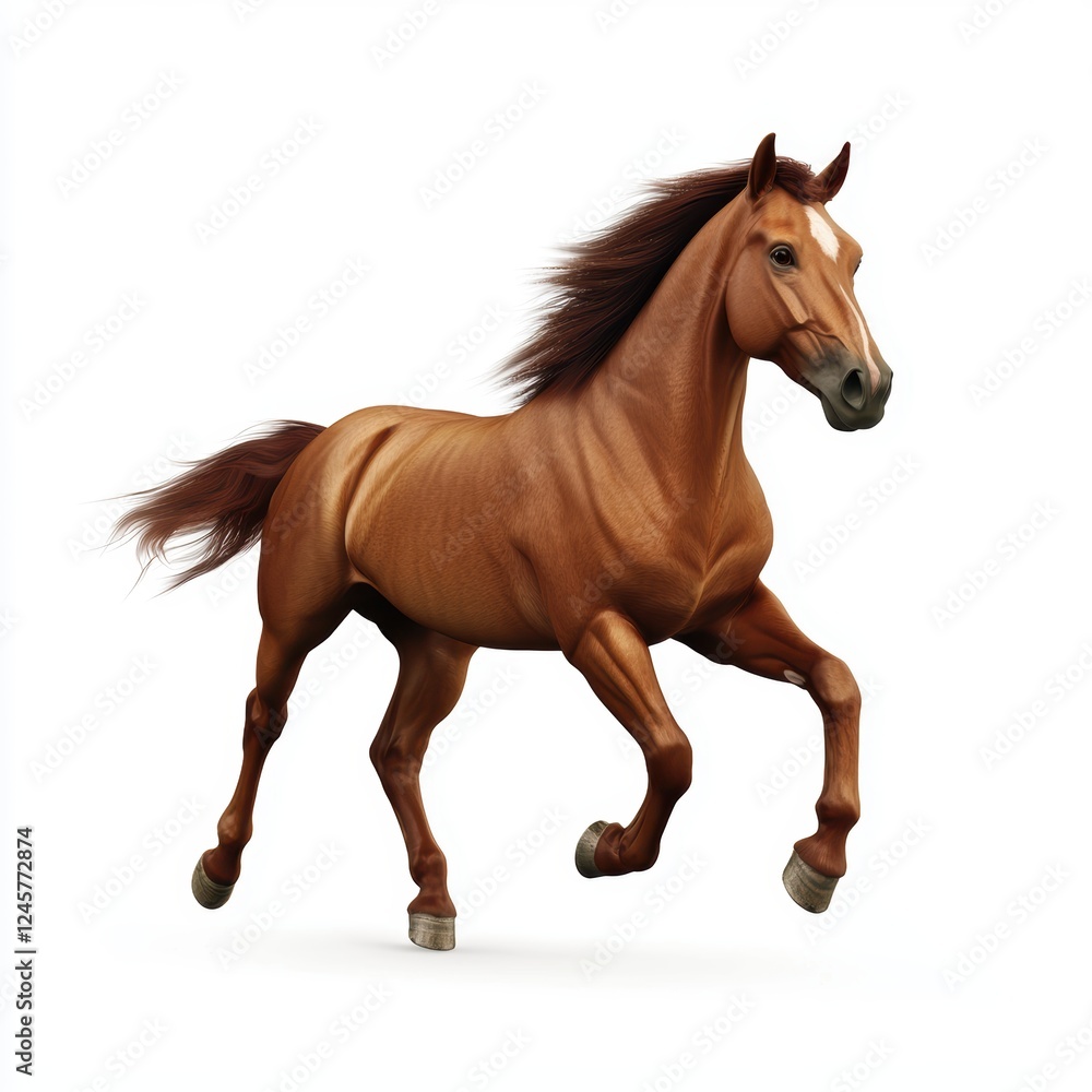 galloping wild horse in mid-stride, isolated on white galloping wild horse in mid-stride, isolated on white
