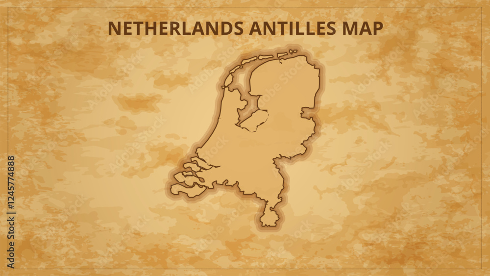 Obraz premium A Vintage Map Depicting the Borders of the Netherlands Antilles. Netherlands Antilles map with federal states in A vintage map based background, Political Netherlands Antilles Map