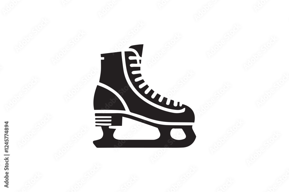Ice skates shoe vector silhouette isolated in white background Ice skates shoe vector silhouette isolated in white background