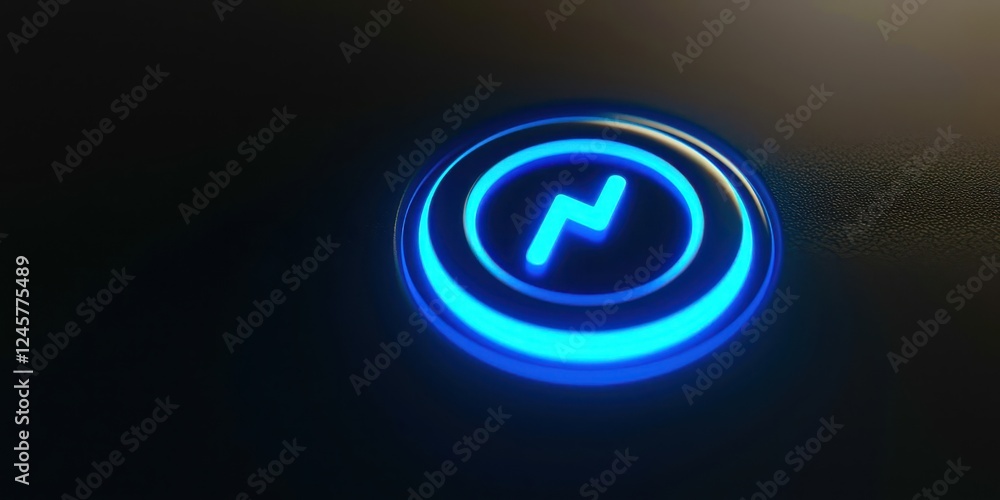 Blue button with a lightning bolt on it