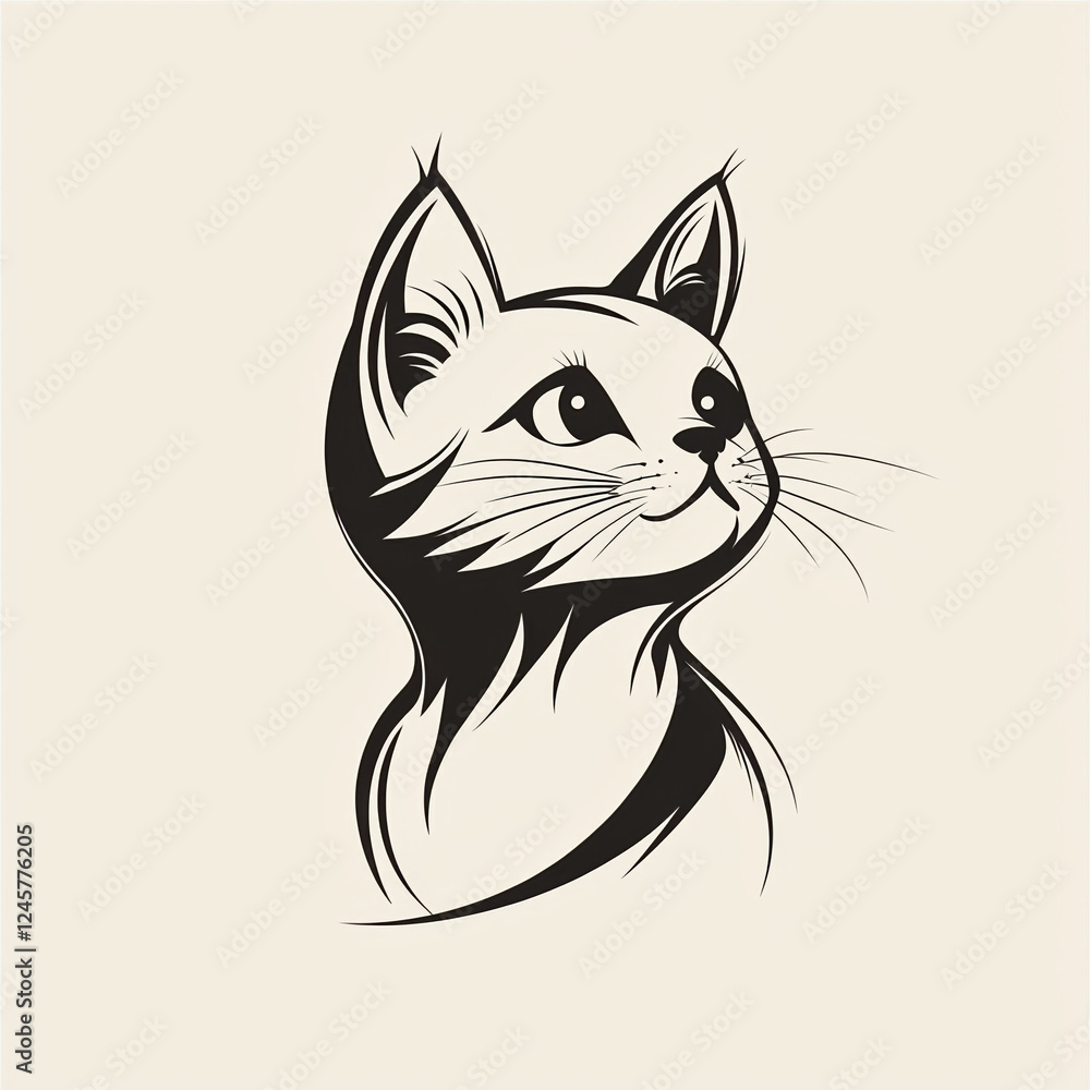 Fototapeta premium simple logo, cat, canvas, 2d, vectordesign