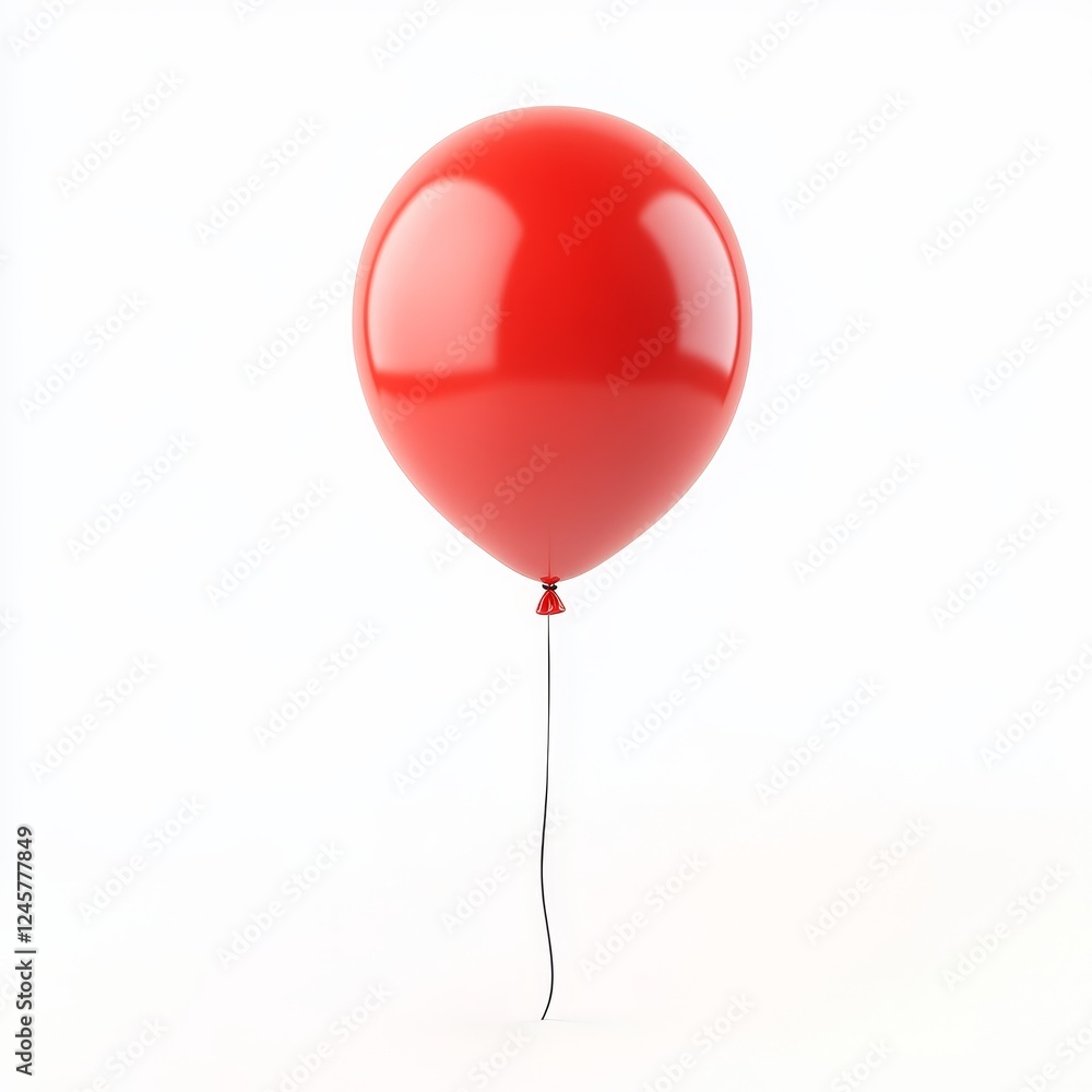 Red balloon floating, white background, celebration Red balloon floating, white background, celebration