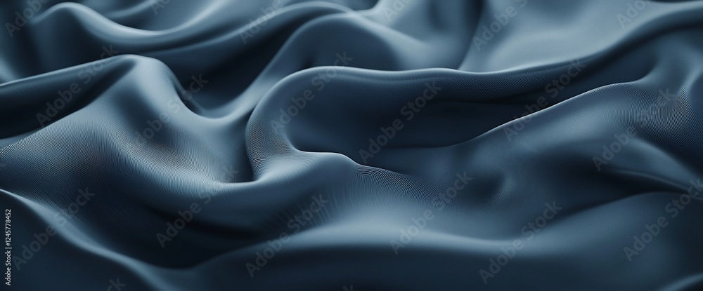Draped Blue Fabric Texture, Soft Waves, Close-Up, Background for Design Draped Blue Fabric Texture, Soft Waves, Close-Up, Background for Design