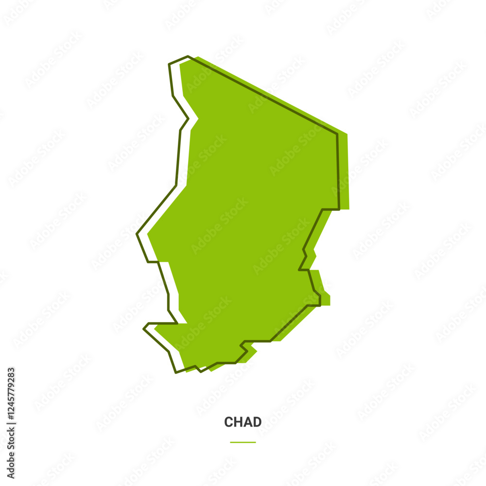 Chad Outline Map with Green Colour. Modern Simple Line Cartoon Design - EPS 10 Vector Chad Outline Map with Green Colour. Modern Simple Line Cartoon Design - EPS 10 Vector