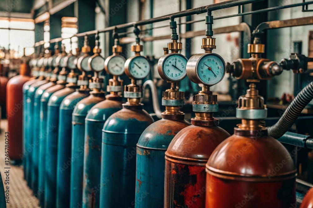 Production of gas cylinders. Cylinders with technical gases. Fragments of an oxygen tank. Tanks for liquid oxygen. Production of gas cylinders. Cylinders with technical gases. Fragments of an oxygen tank. Tanks for liquid oxygen.