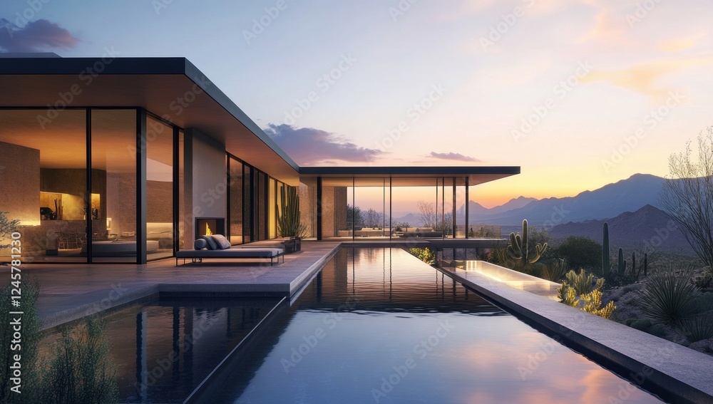 Desert Modern Home Sunset Poolside Luxury Desert Modern Home Sunset Poolside Luxury