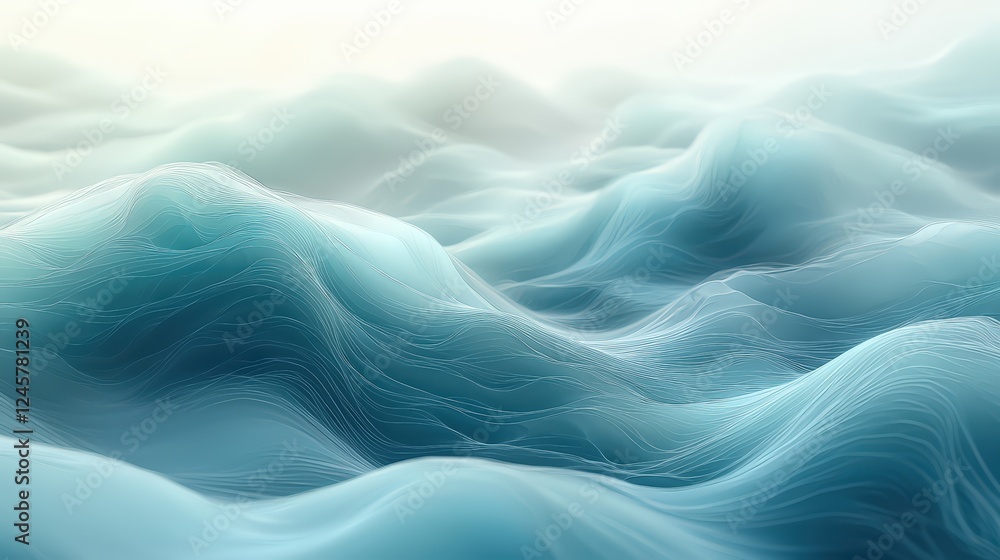 Obraz premium Soothing Abstract Gradient Waves in Soft Blue and Green on a Smooth Colorful Abstract Background