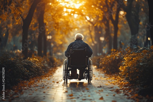 Wallpaper Mural Caregiver Wheelchair Outdoor Scene Senior Support Smiling Health Rehabilitation Positive Environment Torontodigital.ca