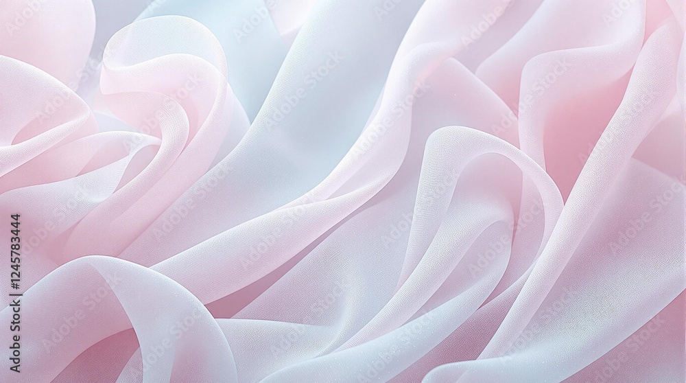 Obraz premium ethereal tulle dreams: layered fabric background in soft pastels for romantic designs, dreamy projects, and feminine presentations