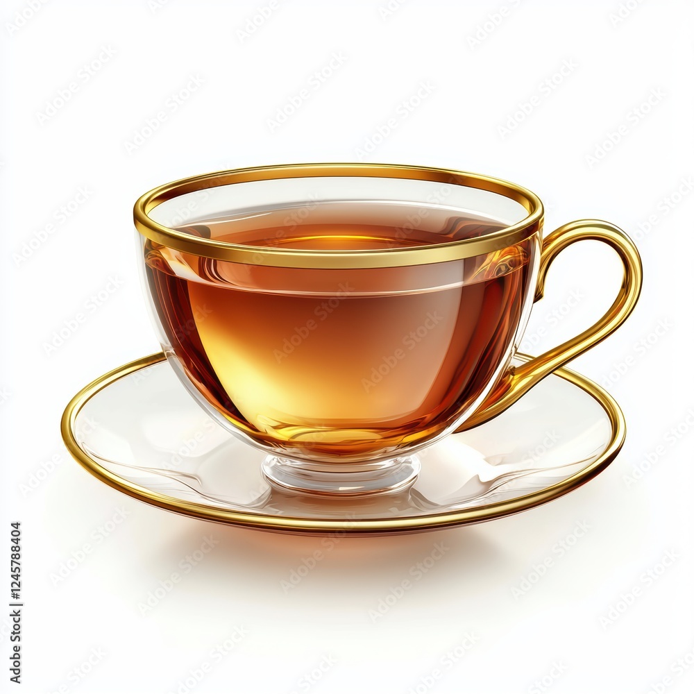 glass teacup with a gold rim, isolated on white glass teacup with a gold rim, isolated on white