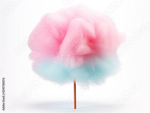Pink and Blue Fluffy Cotton Candy on a Stick