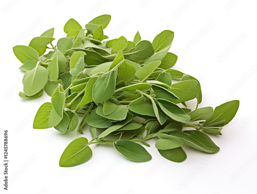 Fototapeta premium Fresh Sage Leaves Close Up on White Background