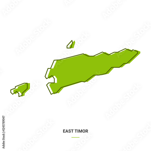 East Timor Outline Map with Green Colour. Modern Simple Line Cartoon Design - EPS 10 Vector