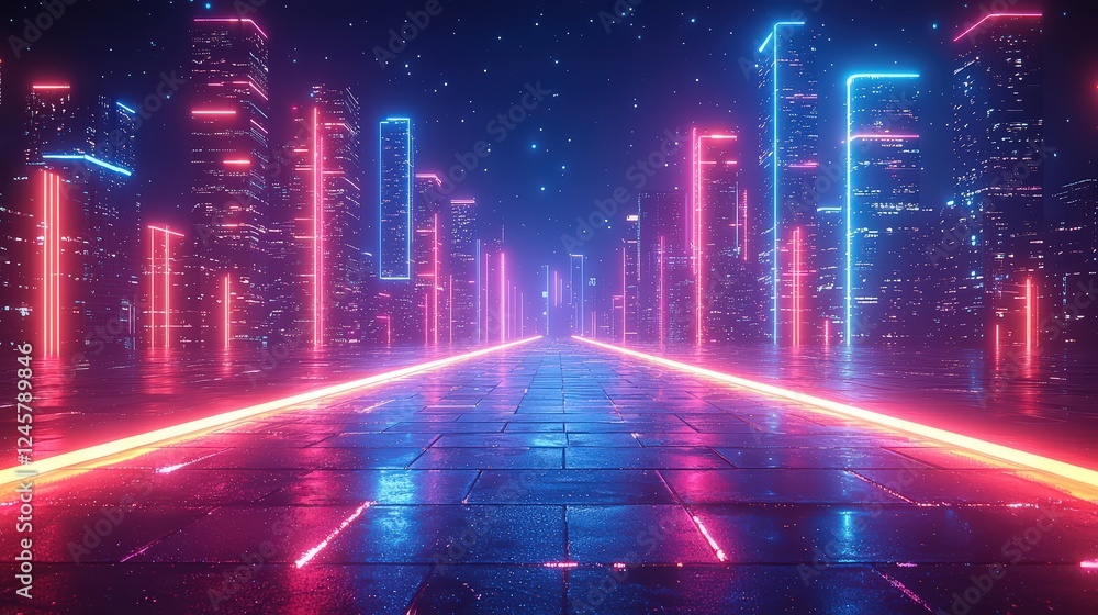 Bright Neon Grid Pattern with Glowing Lines on Dark Background for Futuristic Digital Art and Design Concepts Bright Neon Grid Pattern with Glowing Lines on Dark Background for Futuristic Digital Art and Design Concepts