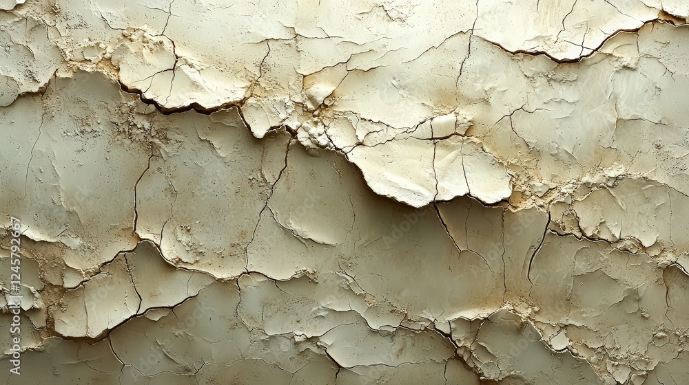 Naklejka premium Cracked Earth Texture with Subtle Sepia Tones for Rough Natural Design Concepts