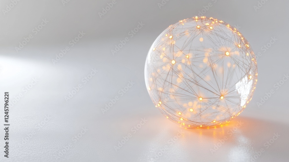 Abstract glowing orb with lights and delicate network structure Abstract glowing orb with lights and delicate network structure