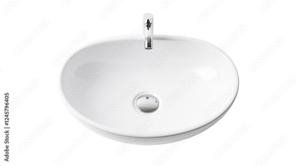 Modern White Oval Bathroom Sink with Faucet for Contemporary Interior Design and Home Renovation Projects Modern White Oval Bathroom Sink with Faucet for Contemporary Interior Design and Home Renovation Projects