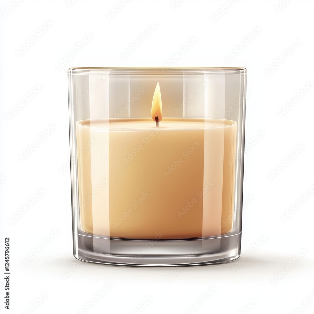 luxury candle mockup in a glass container, isolated on white luxury candle mockup in a glass container, isolated on white