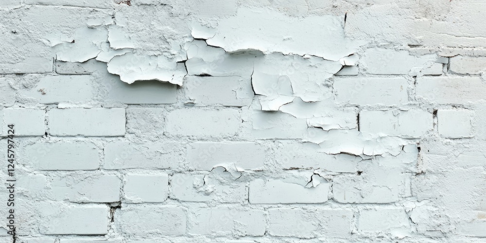 Abstract background featuring a decaying white brick wall with peeling paint in the center, ample copy space, ideal for wallpaper or web banners. Abstract background featuring a decaying white brick wall with peeling paint in the center, ample copy space, ideal for wallpaper or web banners.