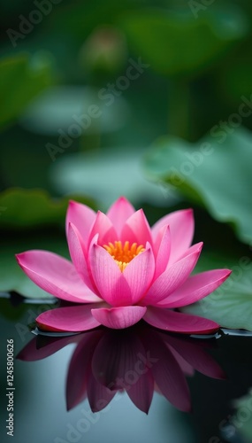 Delicate lotus petals unfolding on murky surface, nature photography, water reflection, garden