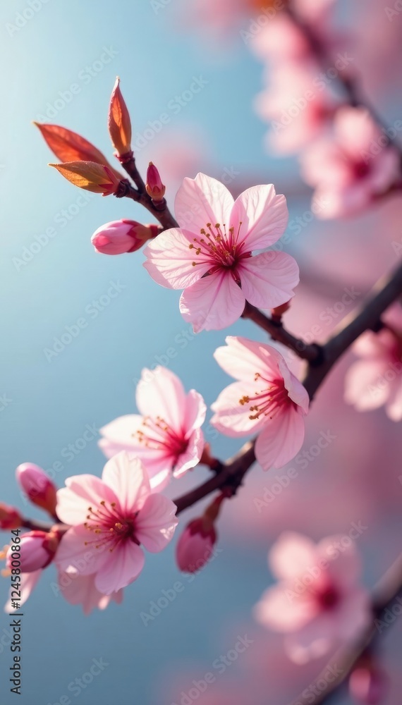 Obraz premium Delicate petals of cherry blossom trees gently sway, cherry blossom, flower