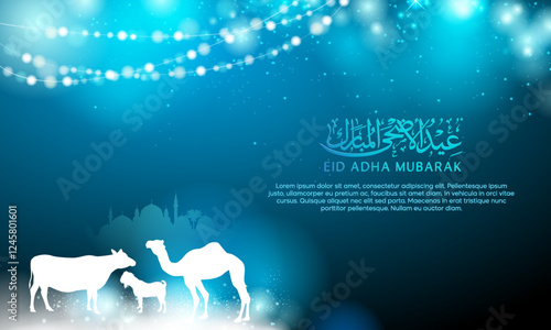 Eid Adha Mubarak background geometric pattern for greeting card celebration banner