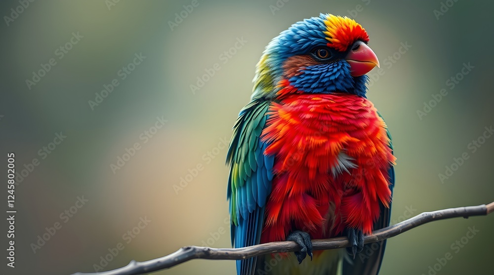 Fototapeta premium Close up colorful bird on the branch.