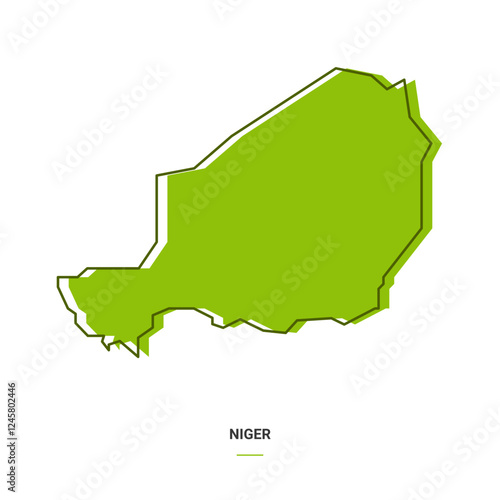 Niger Outline Map with Green Colour. Modern Simple Line Cartoon Design - EPS 10 Vector