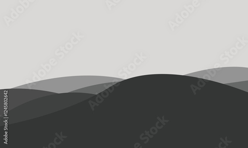 The vector background portrays a landscape in gradient gray tones, offering a sophisticated and understated design ideal for contemporary digital artwork.

