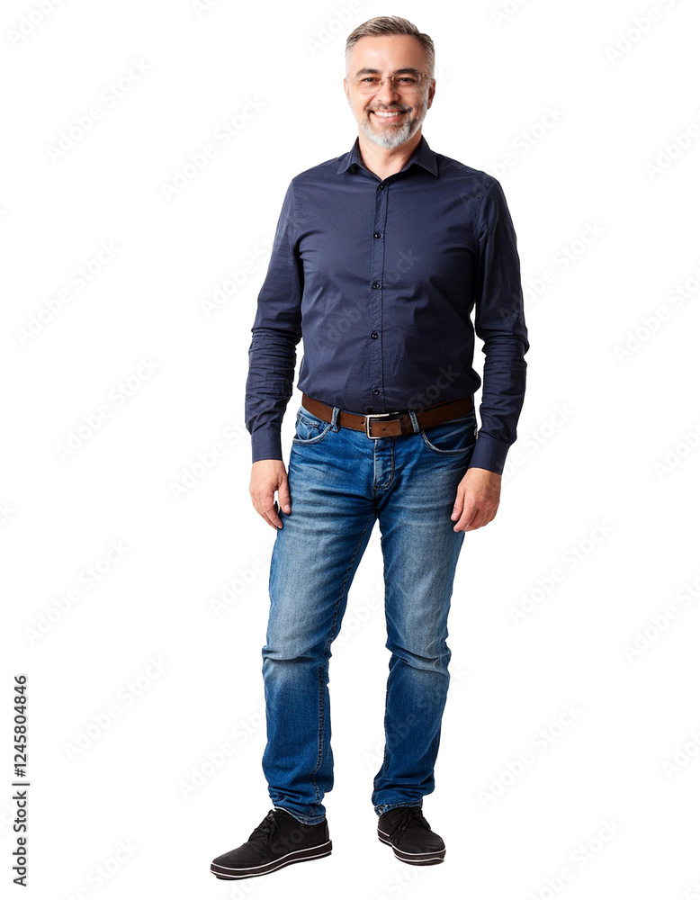Portrait of only one Man. White Background. Portrait of only one Man. White Background.