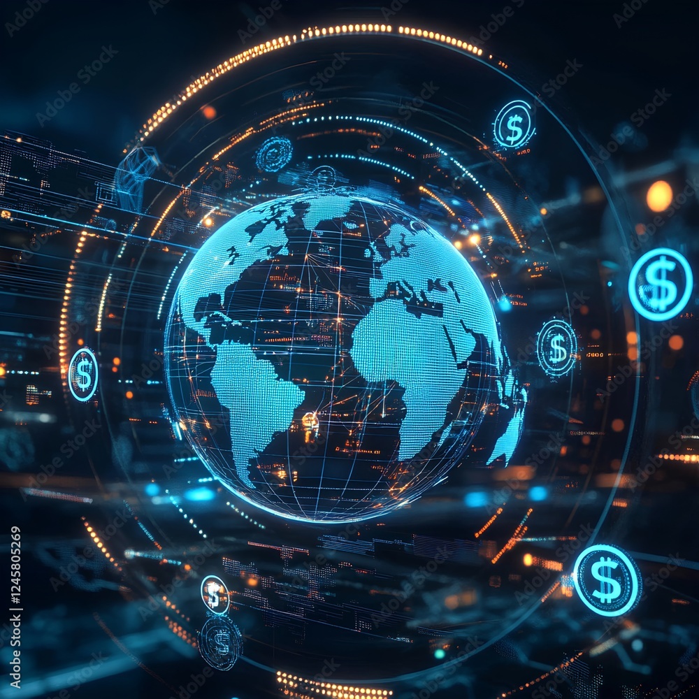 Obraz premium Futuristic Financial Technology Concept