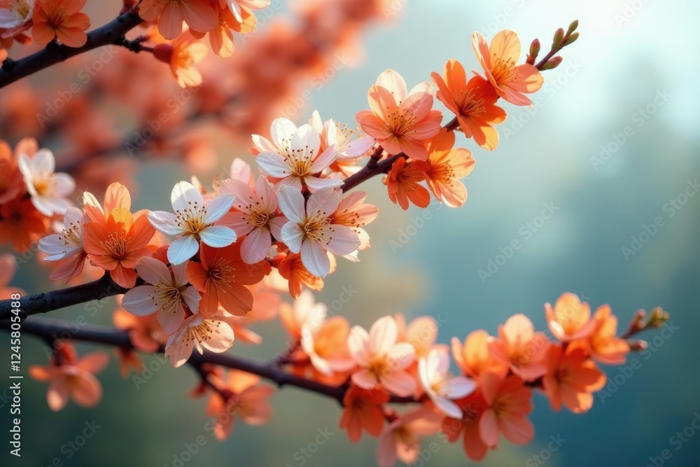 Orange tree branches laden with white flowers, bloom, plant Orange tree branches laden with white flowers, bloom, plant