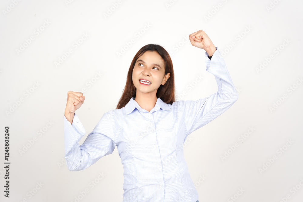 Yes Celebrating Success Gesture Of Beautiful Asian Woman Isolated On White Background Yes Celebrating Success Gesture Of Beautiful Asian Woman Isolated On White Background