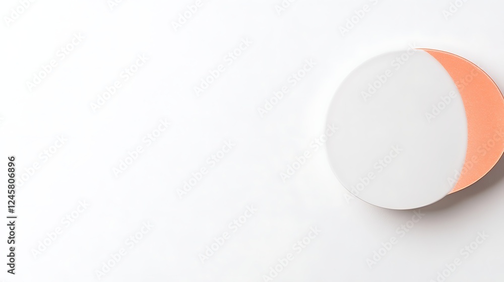 Partially Overlapping White and Peach Circular Plates on White Background Partially Overlapping White and Peach Circular Plates on White Background