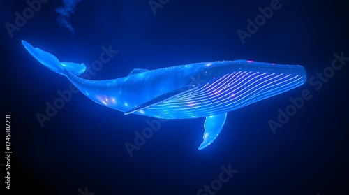 neon whale on dark background.