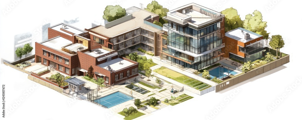 Architectural Conceptual Wireframe for Modern Building. Architectural Conceptual Wireframe for Modern Building.