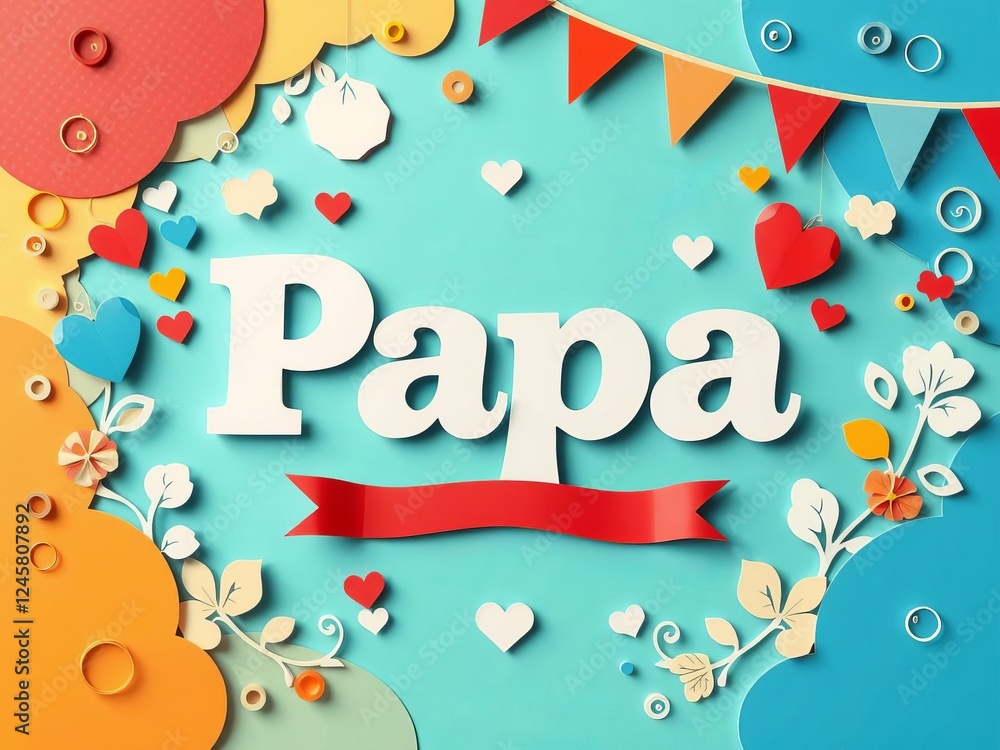 Naklejka premium Modern paper cut style father's day greeting cards set in vibrant colors and intricate designs for holiday promotion social media banner flyer ads, paper cut style, papa, sale