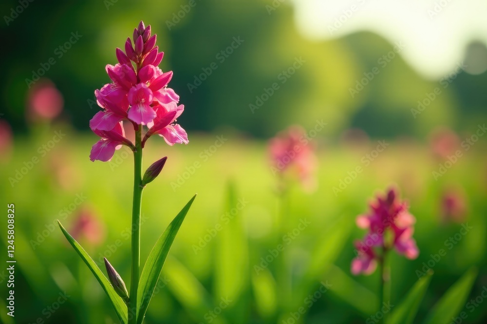 Tuberose flowers start to develop and expand in a lush green meadow, growth, plants Tuberose flowers start to develop and expand in a lush green meadow, growth, plants