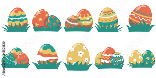 Easter Eggs on Grass Illustration