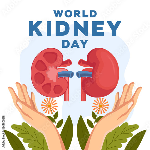 world kidney day illustration in flat style design