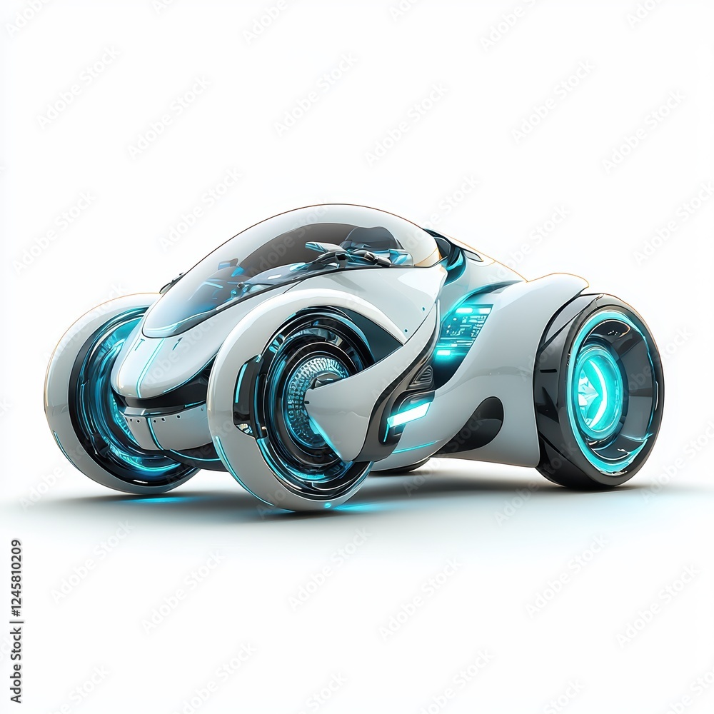futuristic bike-car hybrid, isolated on white futuristic bike-car hybrid, isolated on white