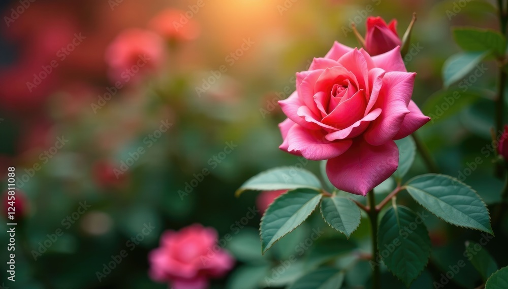 Autumnal foliage on Chinese rose leaves changing colors, garden, botanical Autumnal foliage on Chinese rose leaves changing colors, garden, botanical