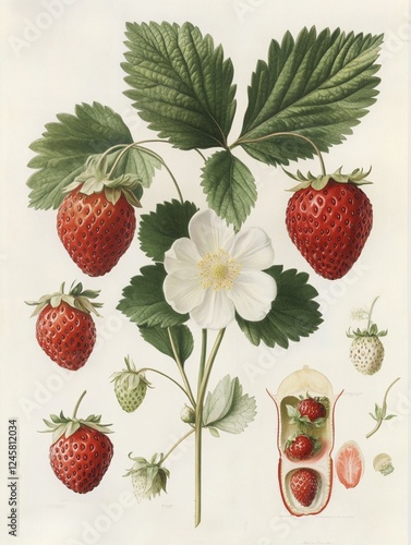 Vintage strawberry botanical poster