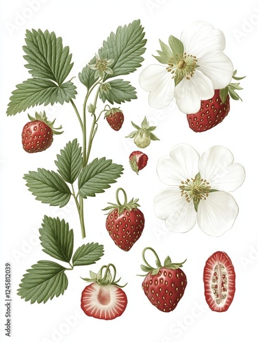 Vintage strawberry botanical poster