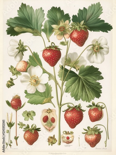 Vintage strawberry botanical poster