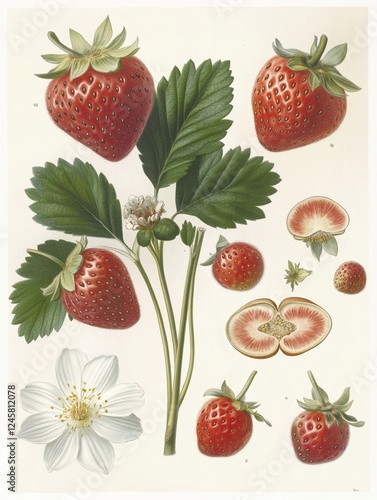 Vintage strawberry botanical poster