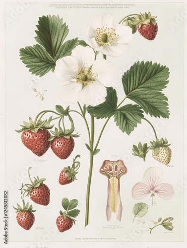 Vintage strawberry botanical poster