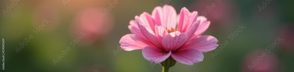 Delicate pink petals unfurl on a geranium stem, floral, spring blooms, blossoms Delicate pink petals unfurl on a geranium stem, floral, spring blooms, blossoms